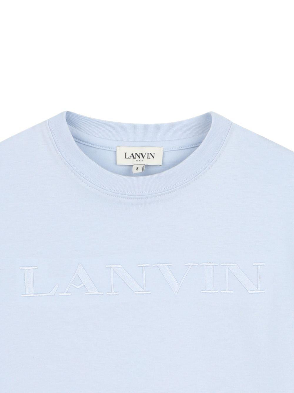 T-shirt per bambino Lanvin Enfant azzurra con scritta groffata - Rubino Kids