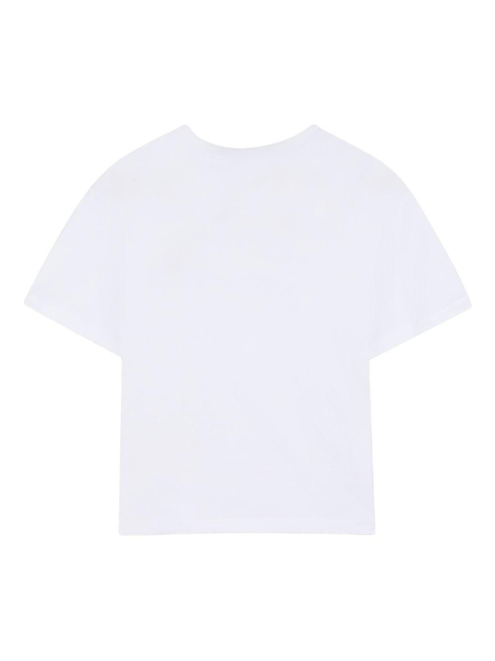 T-shirt per bambino Lanvin Enfant bianca con logo ricamato - Rubino Kids