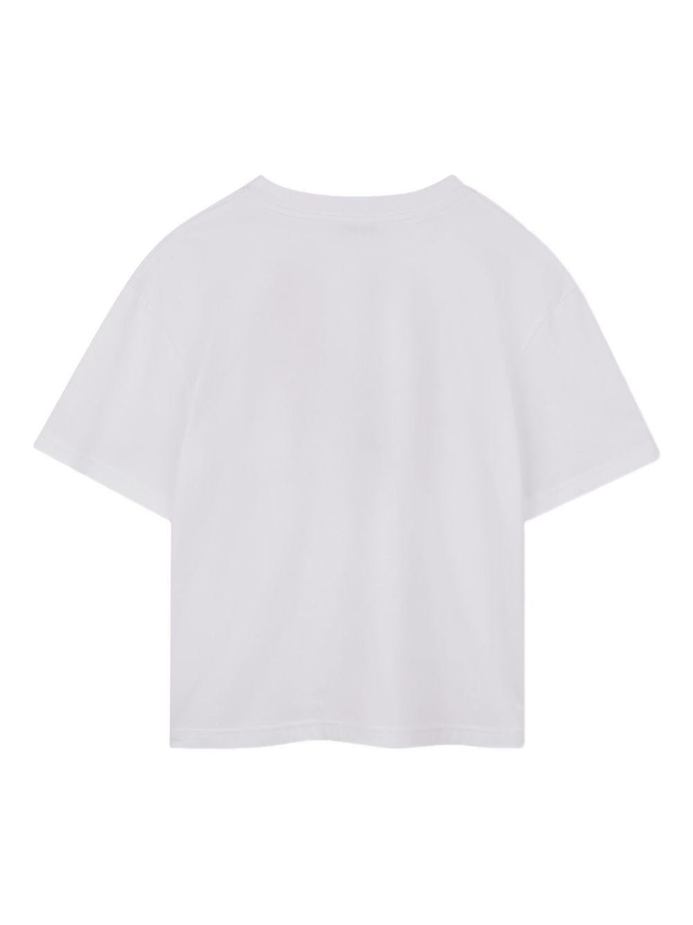 T-shirt per bambino Lanvin Enfant bianca con stampa sneakers - Rubino Kids