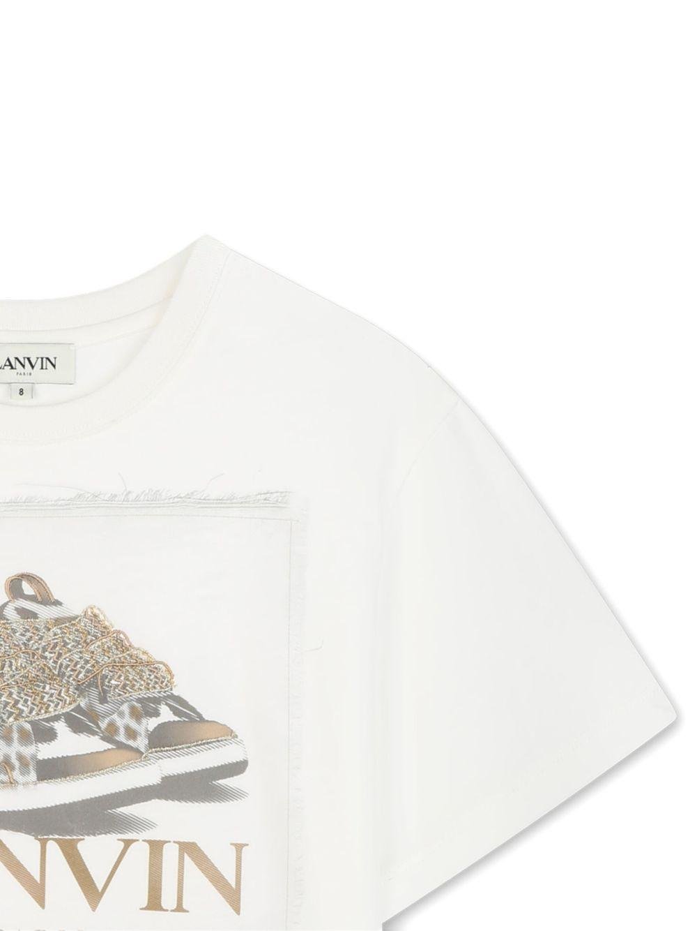 T-shirt per bambino Lanvin Enfant bianco con stampa logo sul davanti - Rubino Kids