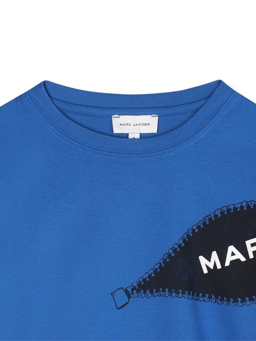 T-shirt per bambino Marc Jacobs Kids blu con stampa logo sul davanti - Rubino Kids