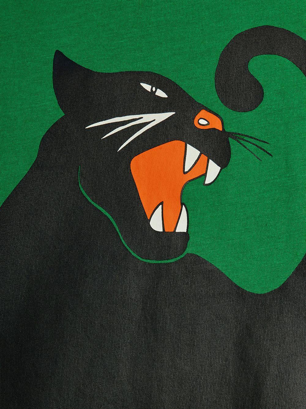 T-shirt per bambino Mini Rodini verde con stampa grafica pantera - Rubino Kids