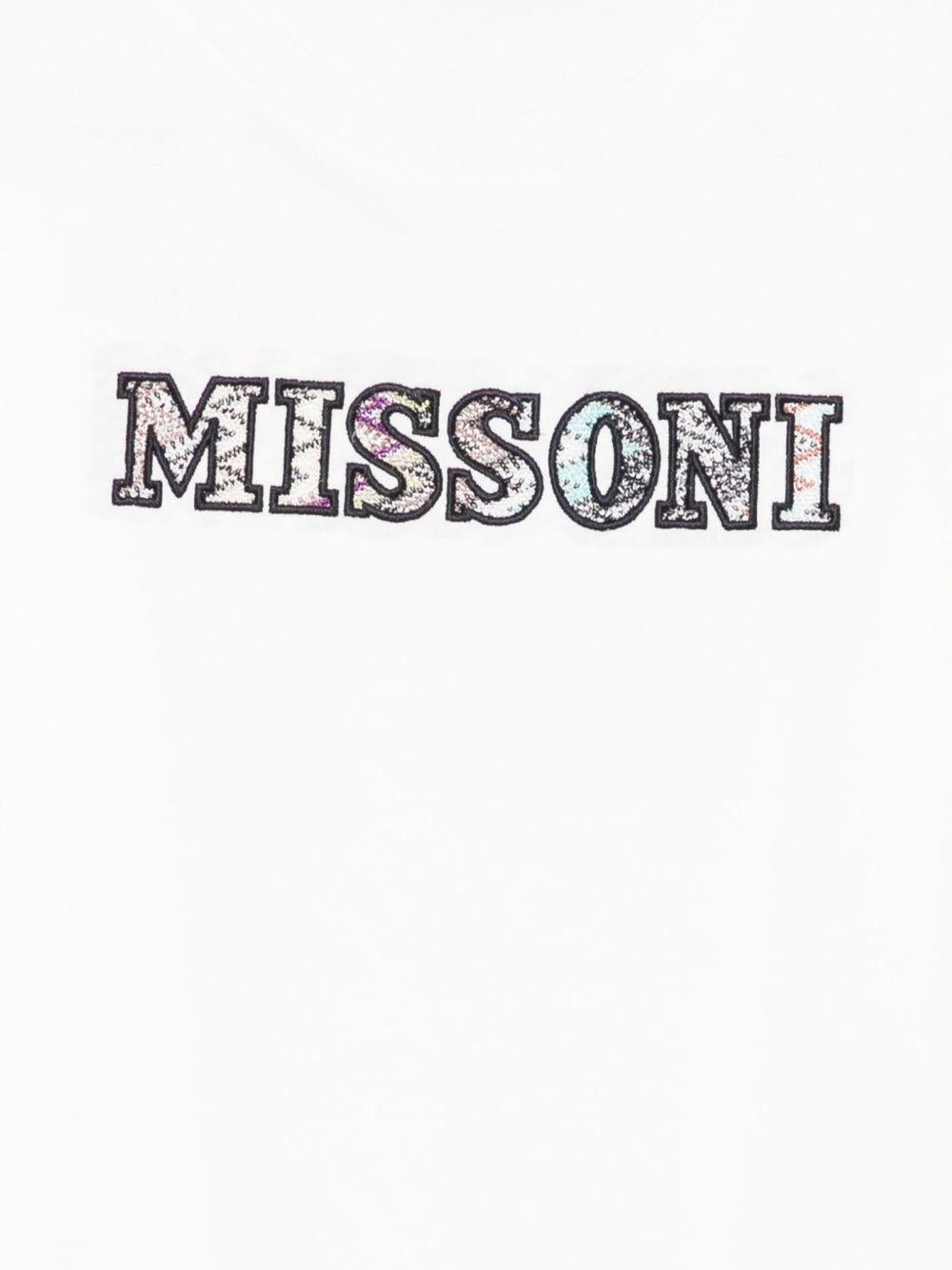 T-shirt per bambino Missoni Kids bianco con logo ricamato - Rubino Kids