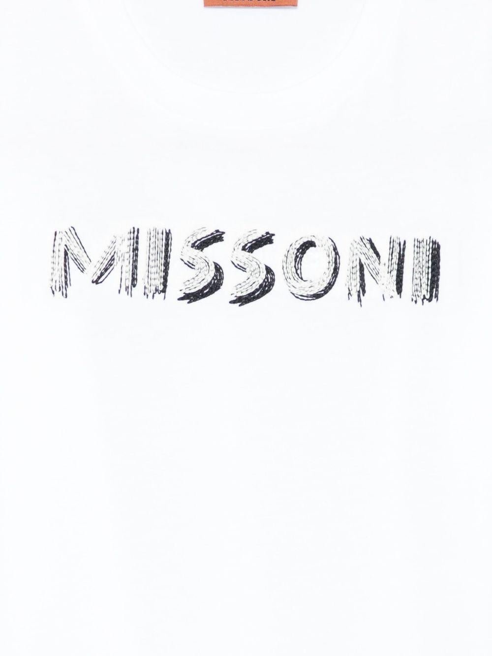 T-shirt per bambino Missoni Kids bianco con logo ricamato - Rubino Kids