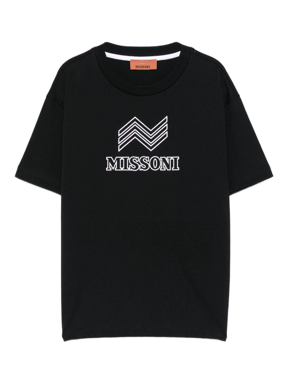 T-shirt per bambino Missoni Kids nero con logo zigzag - Rubino Kids