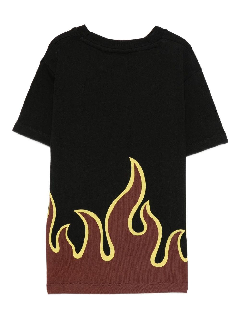 T-shirt per bambino Molo nera con stampa fiamma - Rubino Kids