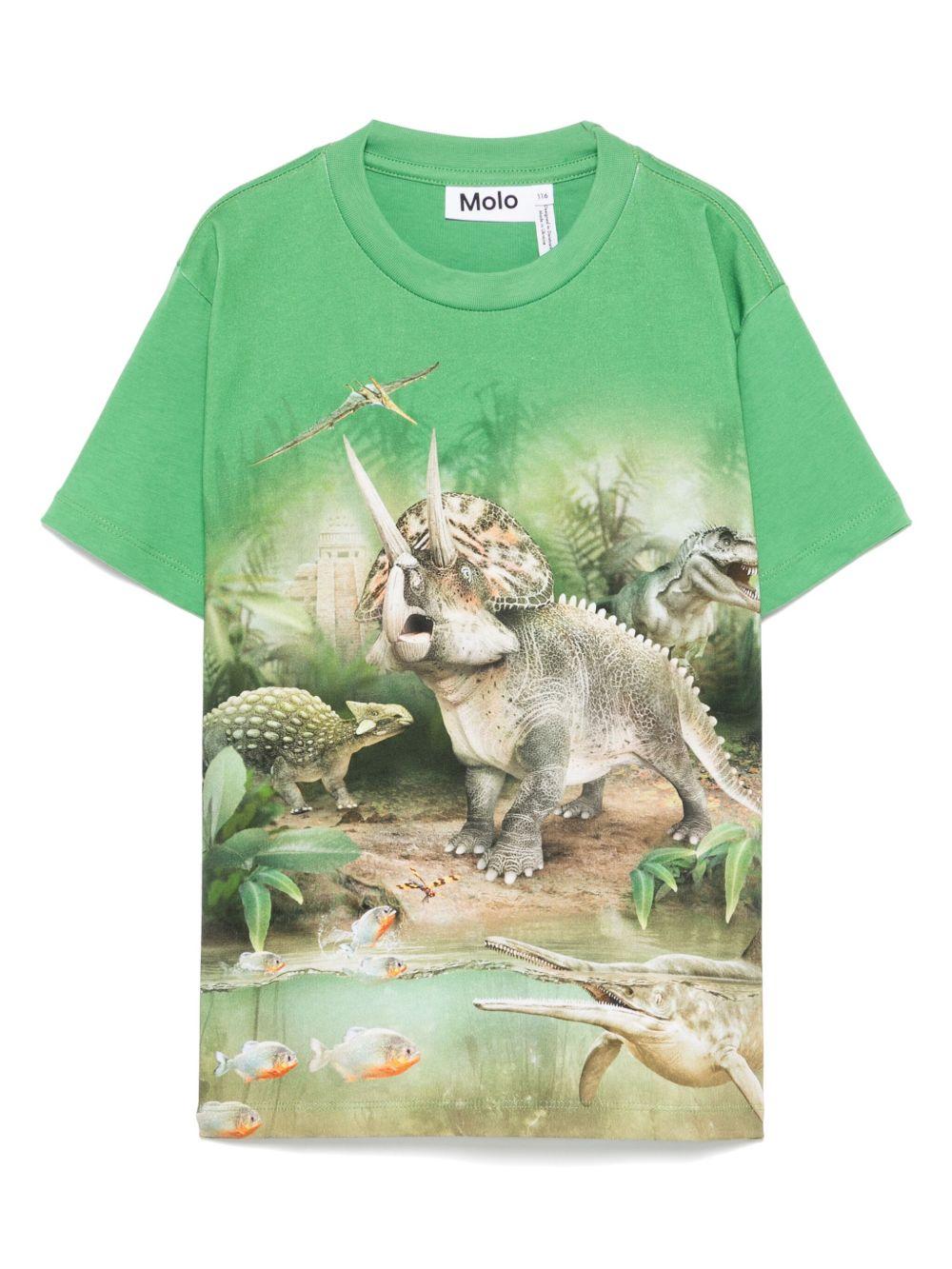 T-shirt per bambino Molo verde con stampa grafica - Rubino Kids