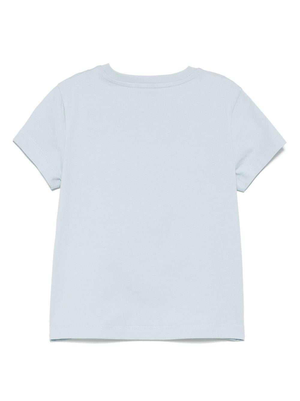 T-shirt per bambino Moncler Enfant azzurro in cotone con logo - Rubino Kids