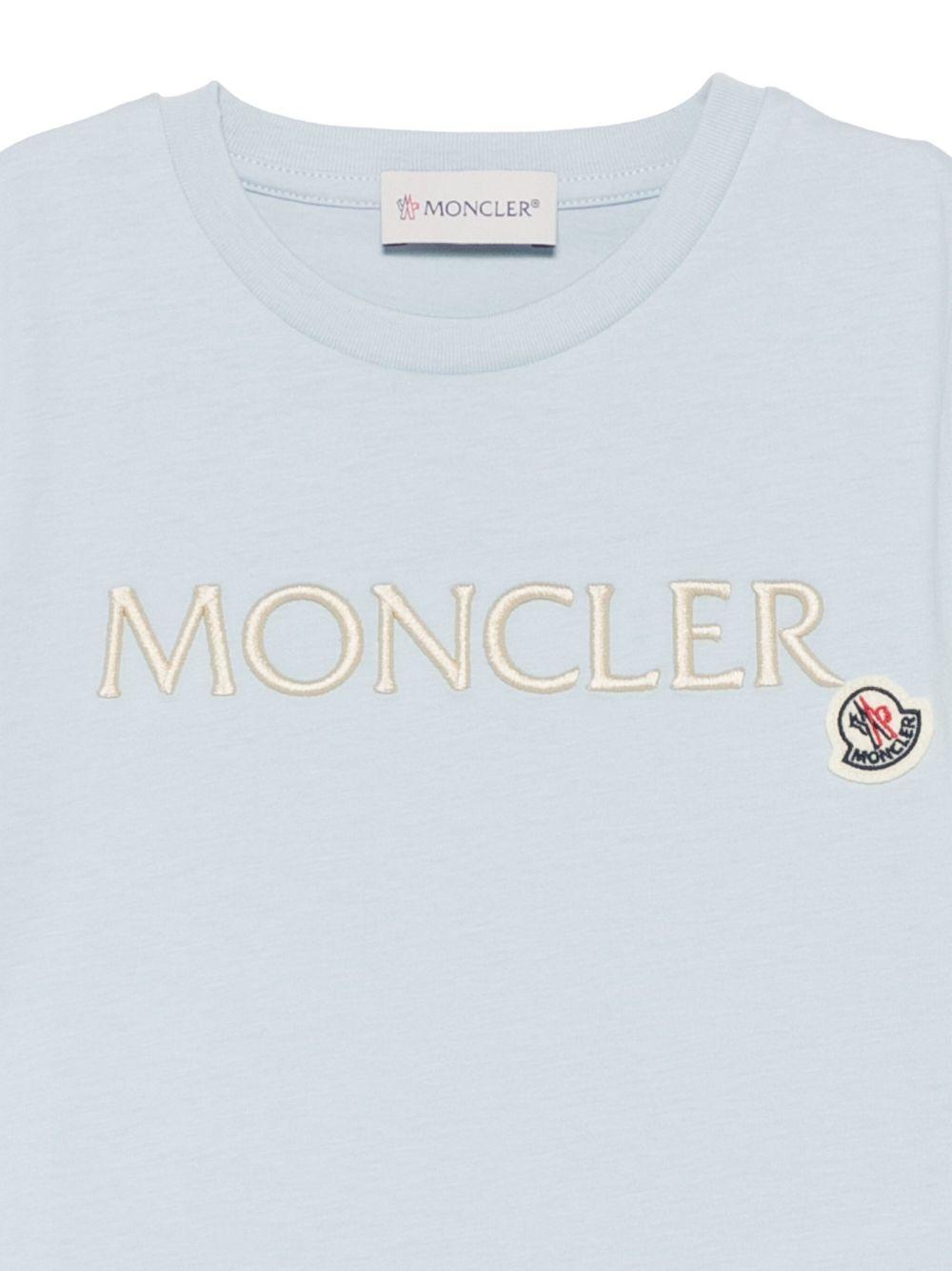 T-shirt per bambino Moncler Enfant azzurro in cotone con logo - Rubino Kids