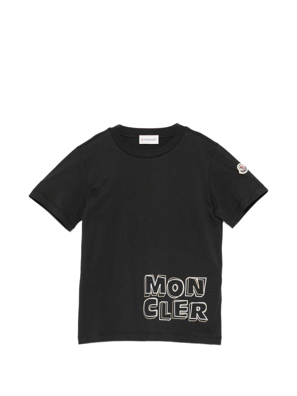 T-shirt per bambino Moncler Enfant nera con stampa logo - Rubino Kids
