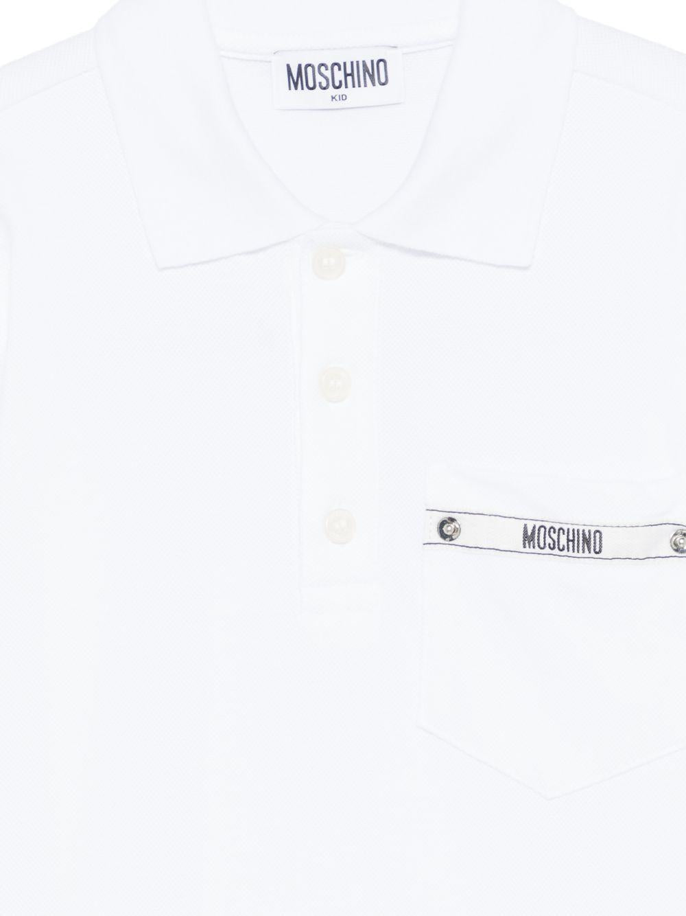 T-shirt per bambino Moschino Kids bianca con taschino - Rubino Kids