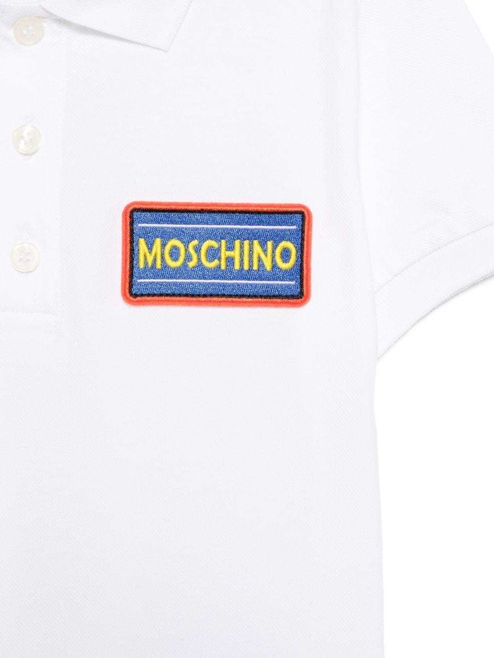 T-shirt per bambino Moschino Kids bianco con colletto stile polo - Rubino Kids