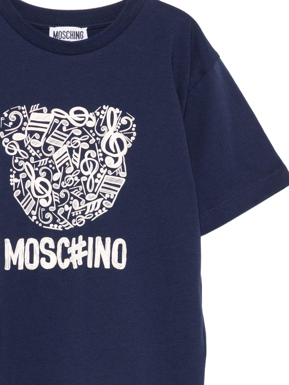 T-shirt per bambino Moschino Kids blu con stampa grafica - Rubino Kids