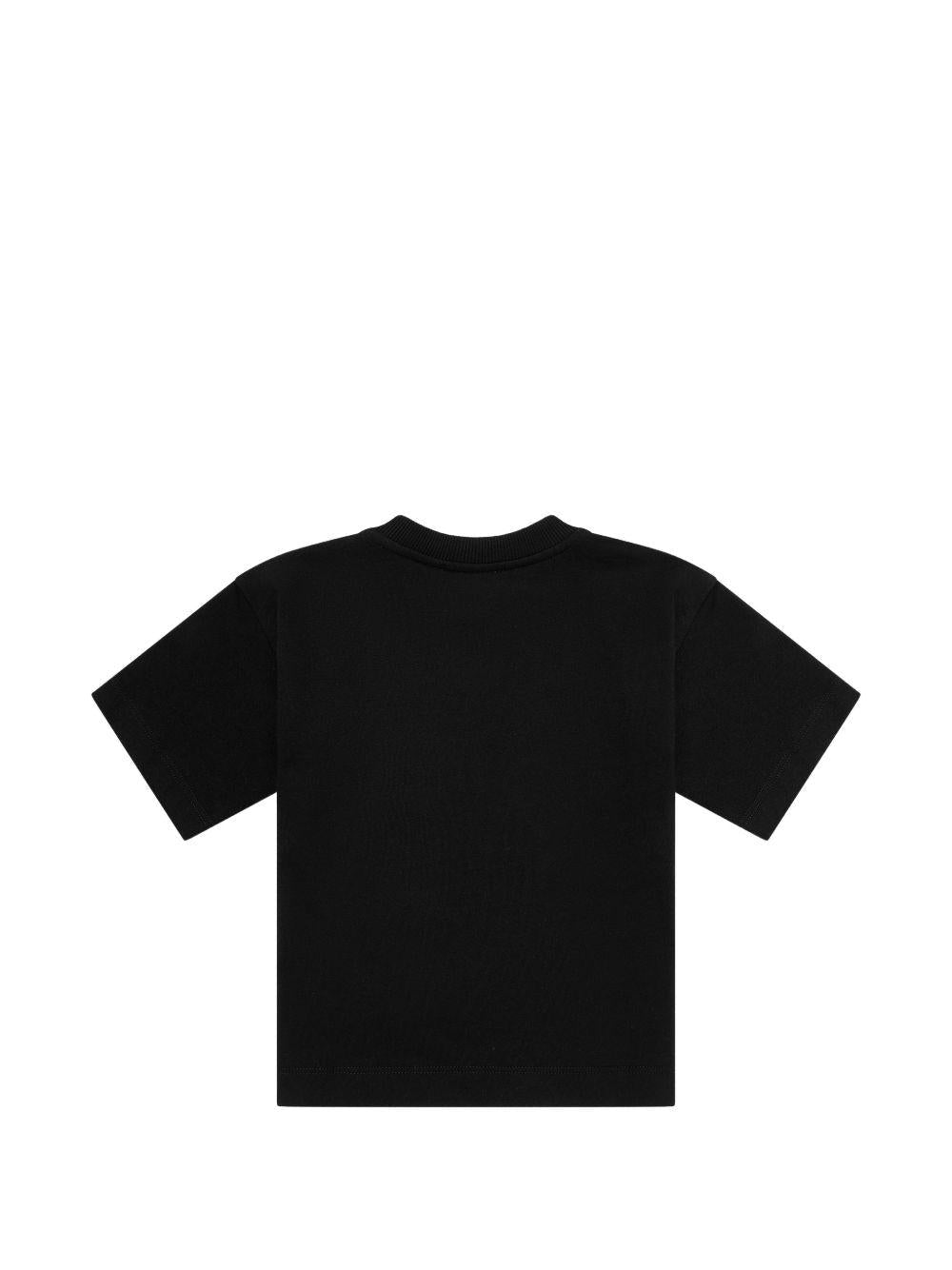 T-shirt per bambino Moschino Kids nera con taschino sul petto - Rubino Kids