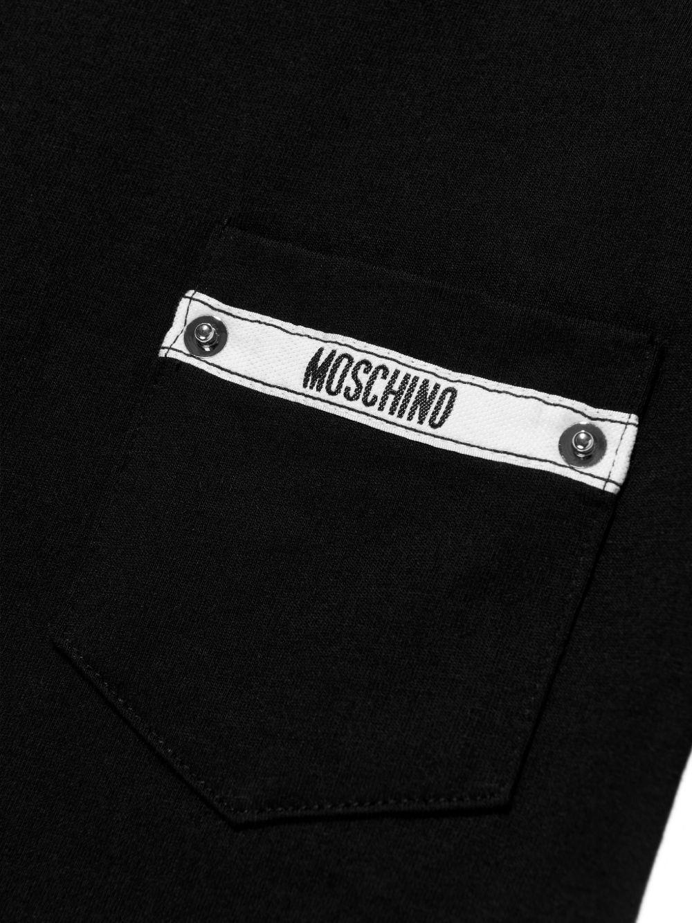 T-shirt per bambino Moschino Kids nera con taschino sul petto - Rubino Kids