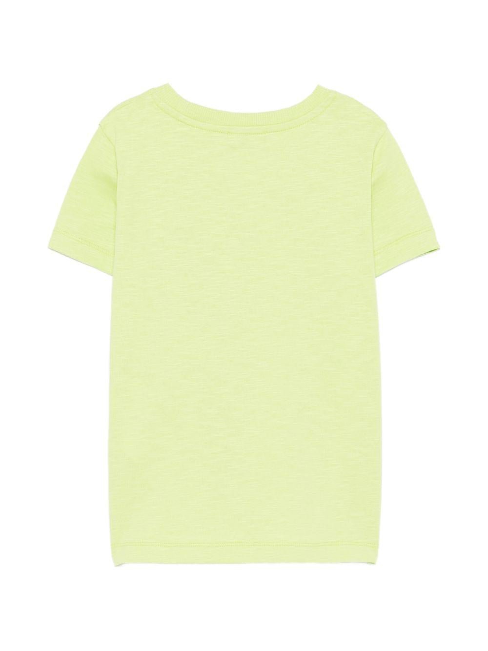 T-shirt per bambino Moschino Kids verde con logo sul davanti - Rubino Kids