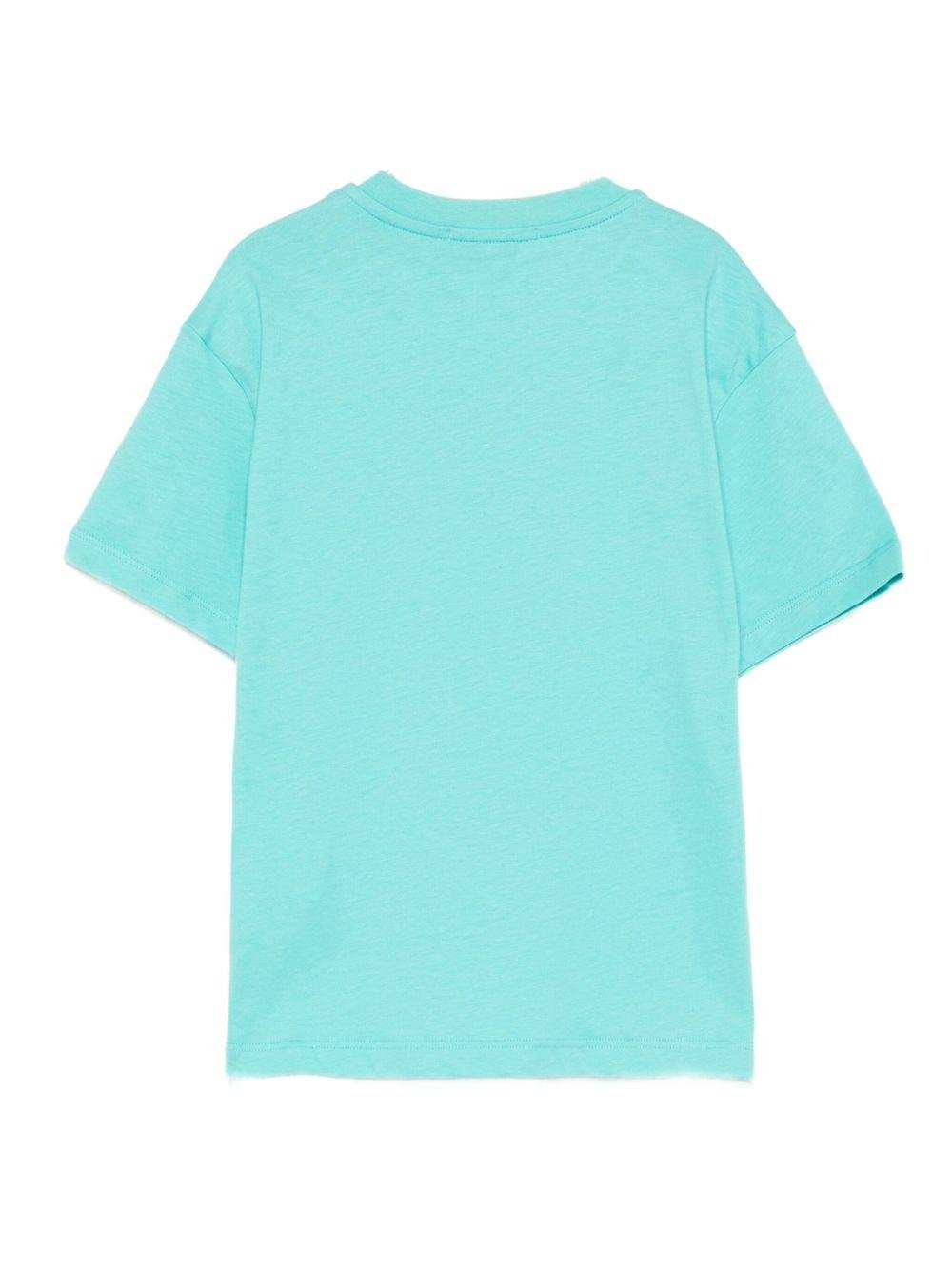 T-shirt per bambino MSGM Kids azzurra con stampa del logo - Rubino Kids