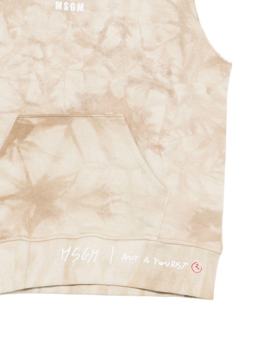 T-shirt per bambino MSGM Kids beige con fantasia tie - dye - Rubino Kids