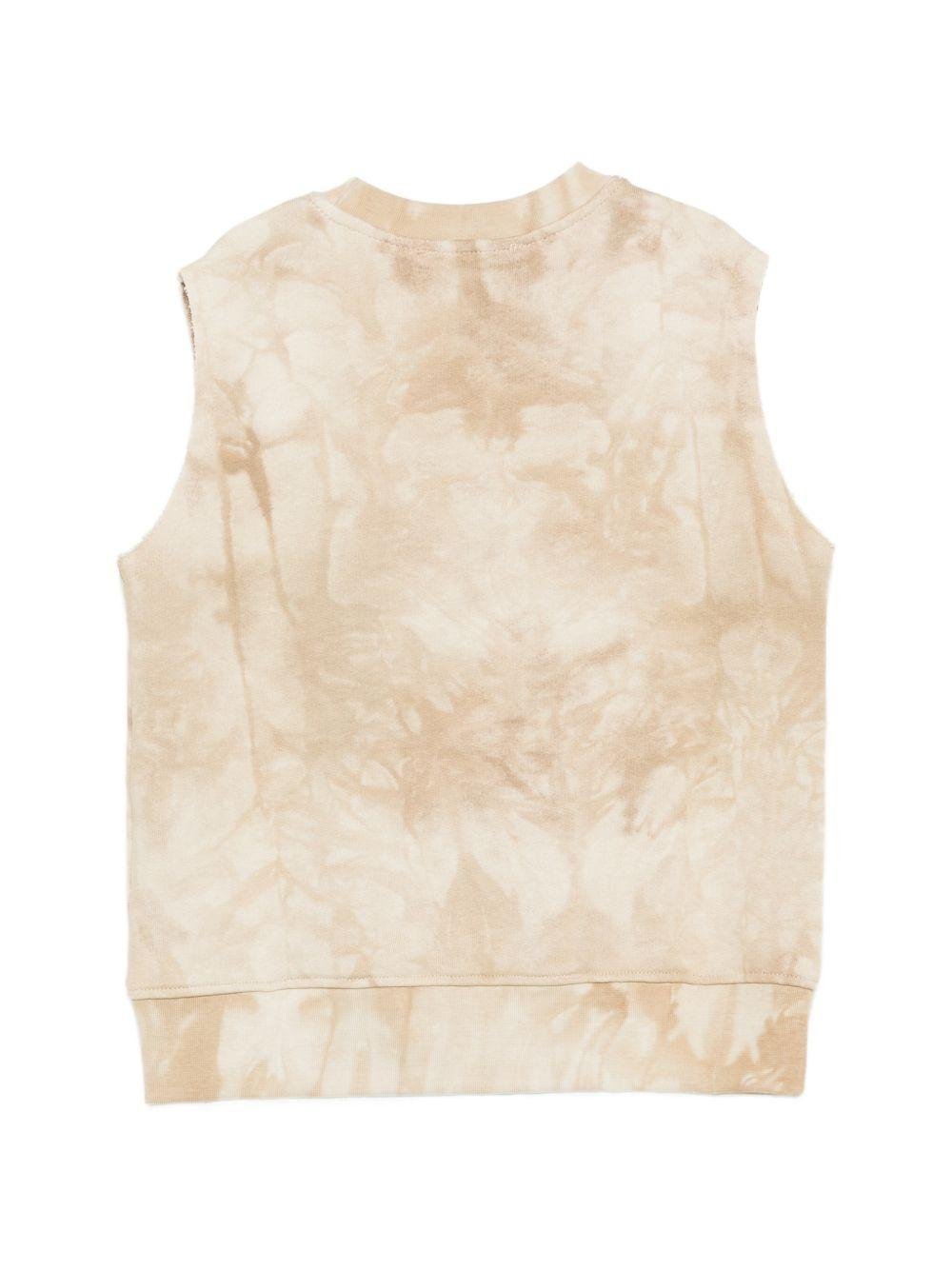 T-shirt per bambino MSGM Kids beige con fantasia tie - dye - Rubino Kids