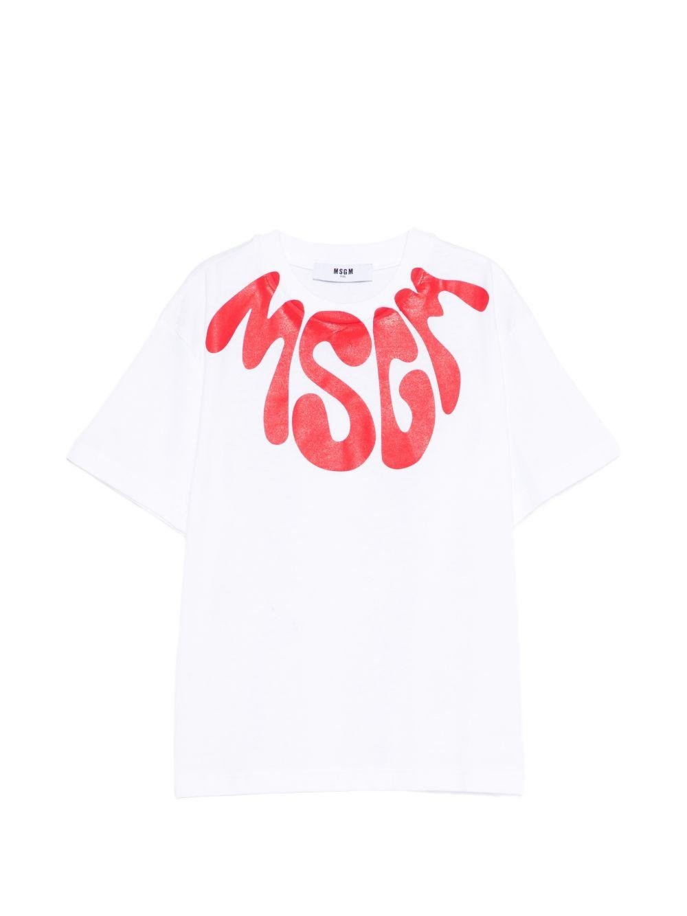 T-shirt per bambino MSGM Kids bianca con stampa grafica - Rubino Kids
