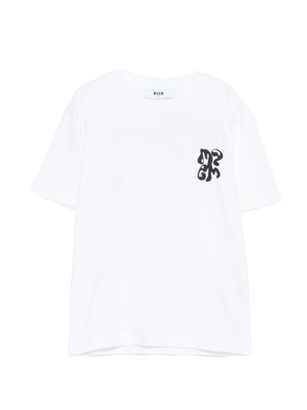 T-shirt per bambino MSGM Kids bianca con stampa grafica - Rubino Kids