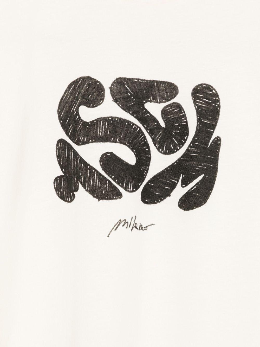 T-shirt per bambino MSGM Kids bianco con stampa grafica - Rubino Kids