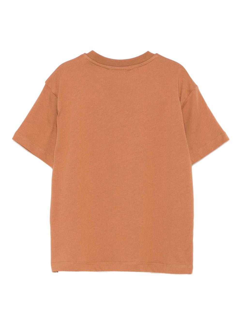 T-shirt per bambino MSGM Kids marrone con stampa del logo - Rubino Kids