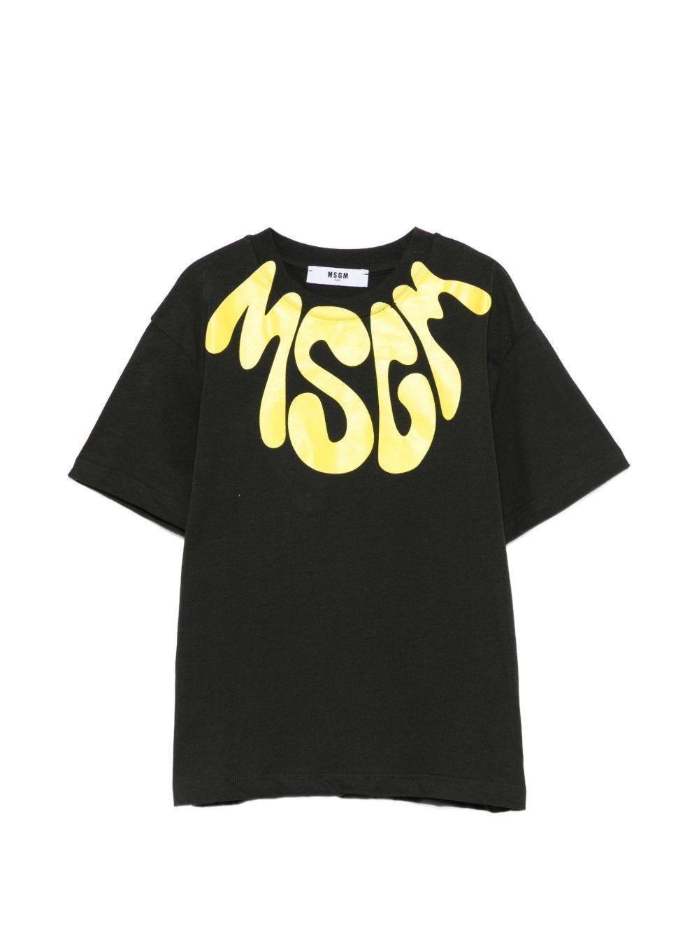 T-shirt per bambino MSGM Kids nera con stampa grafica - Rubino Kids