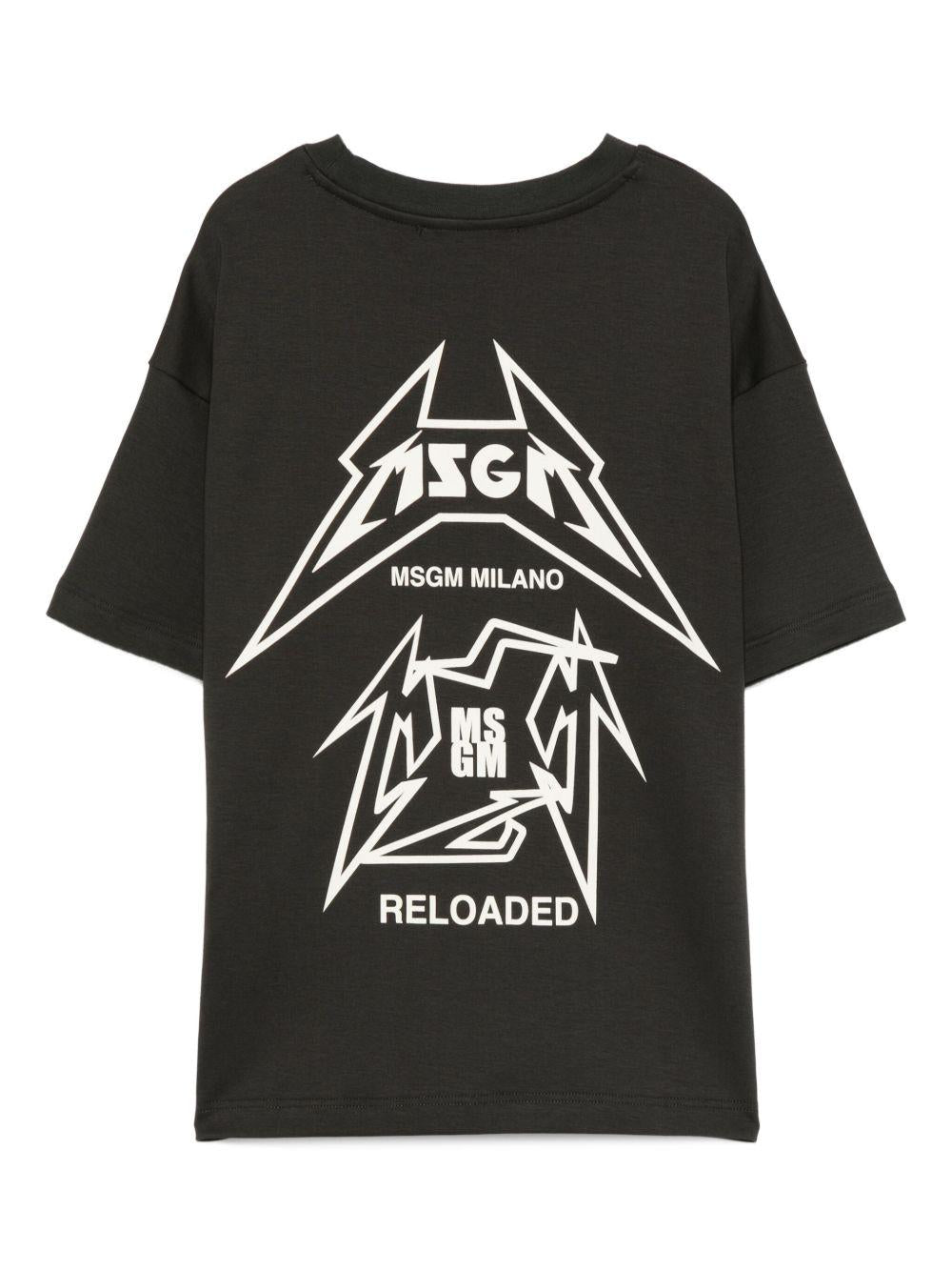 T-shirt per bambino MSGM Kids nera con stampa grafica sul davanti - Rubino Kids