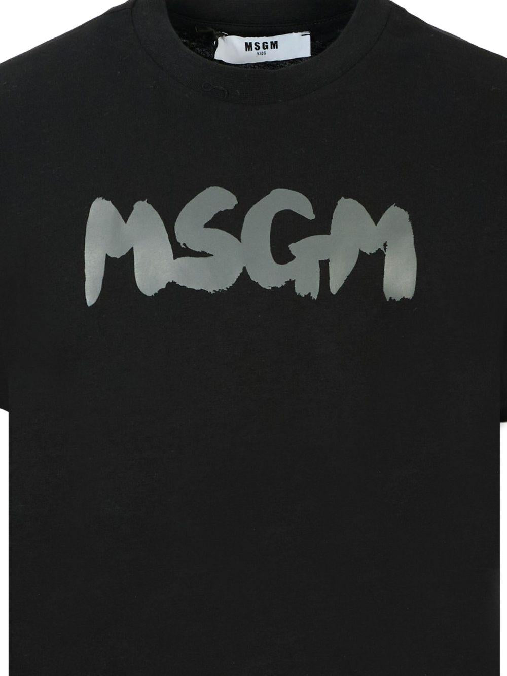 T-shirt per bambino MSGM Kids nero con stampa logo - Rubino Kids
