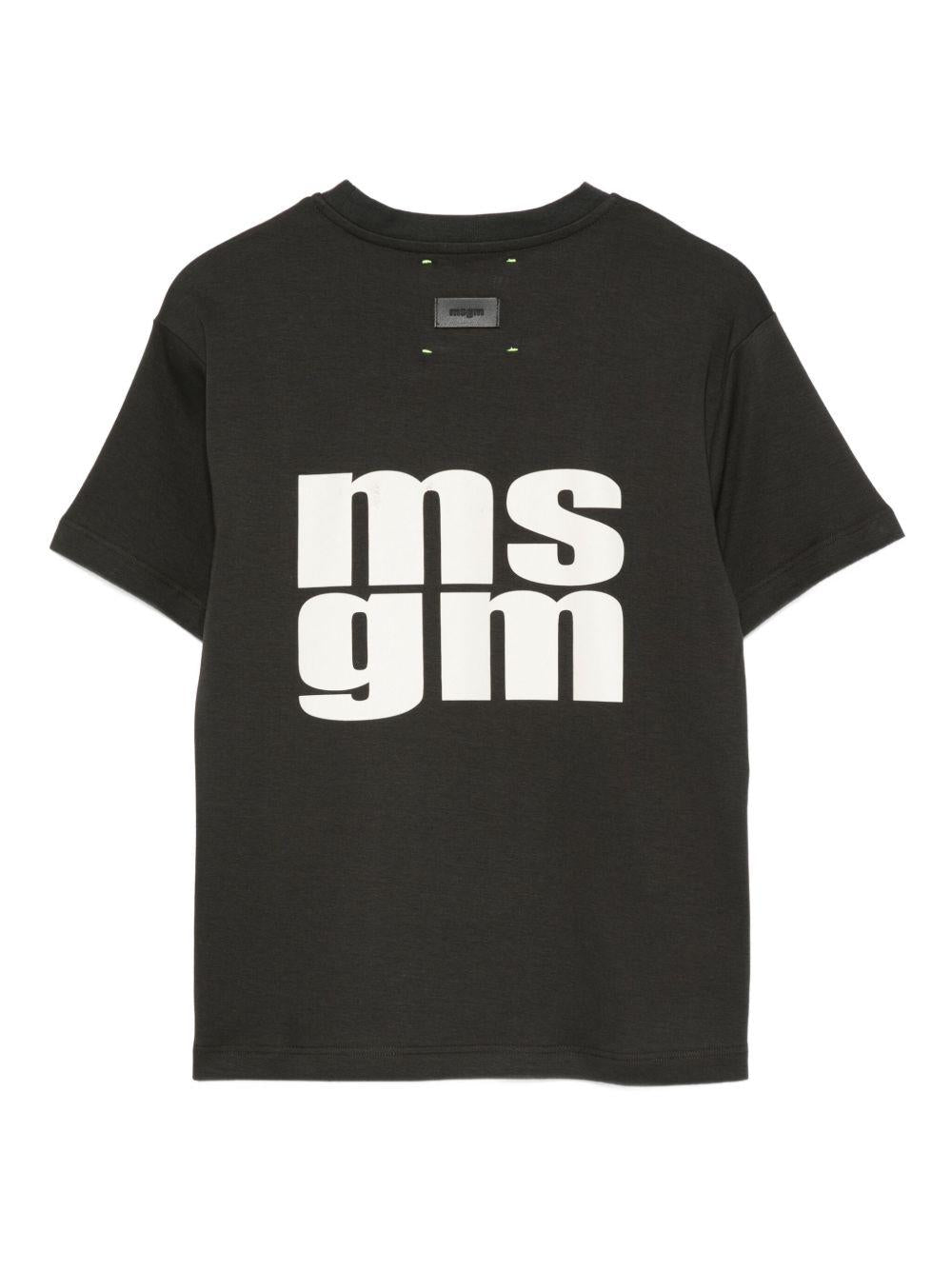 T-shirt per bambino MSGM Kids nero con stampa logo - Rubino Kids