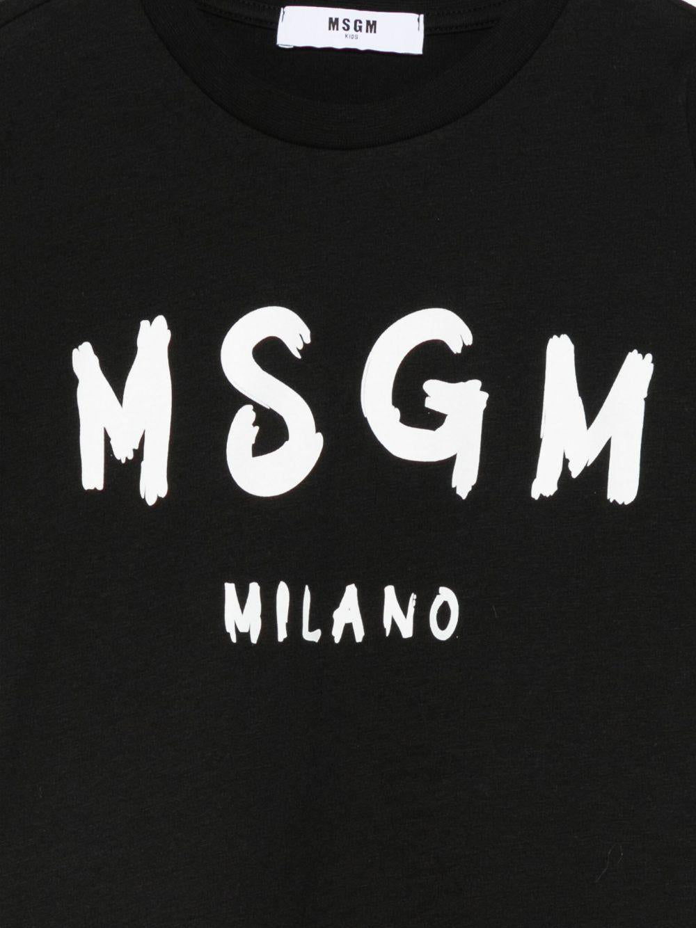 T-shirt per bambino MSGM Kids nero con stampa logo - Rubino Kids