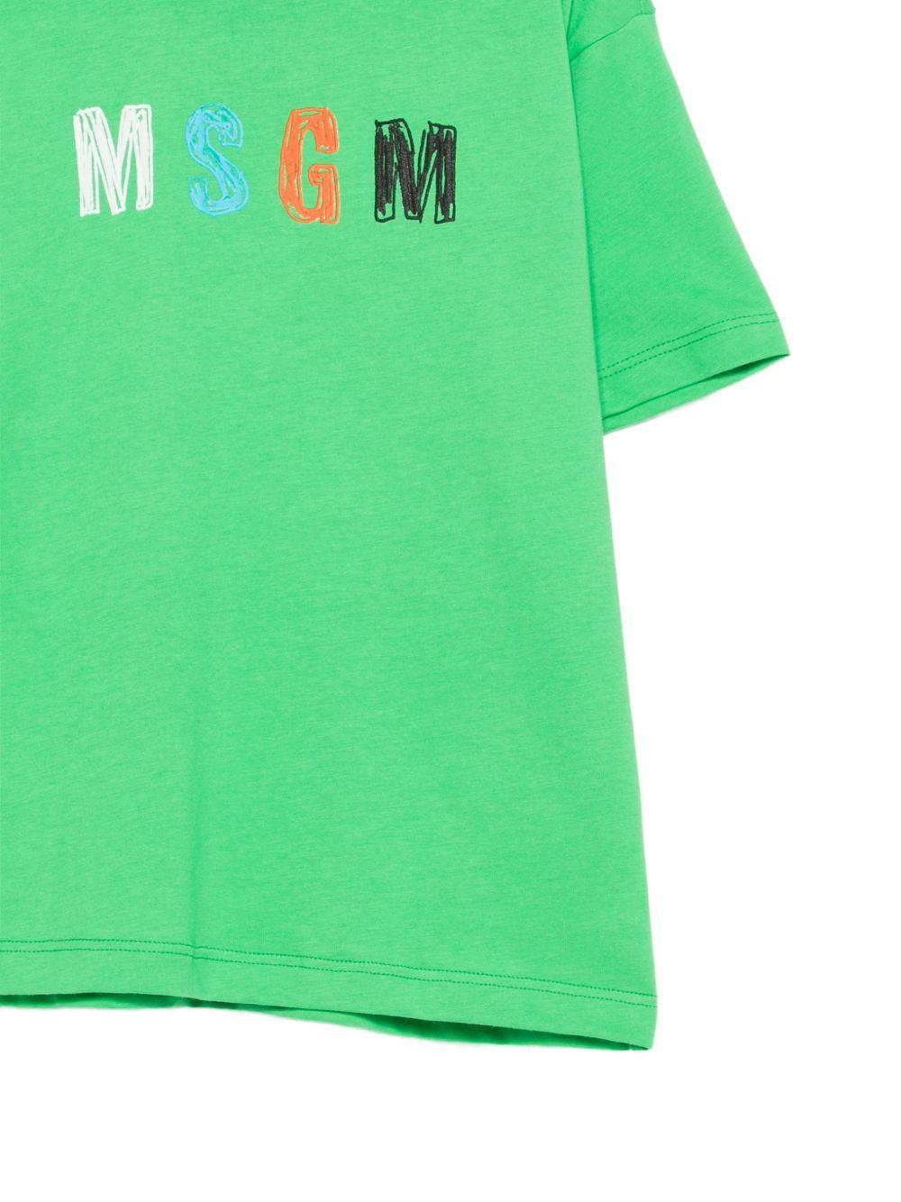 T-shirt per bambino MSGM Kids verde con stampa grafica - Rubino Kids