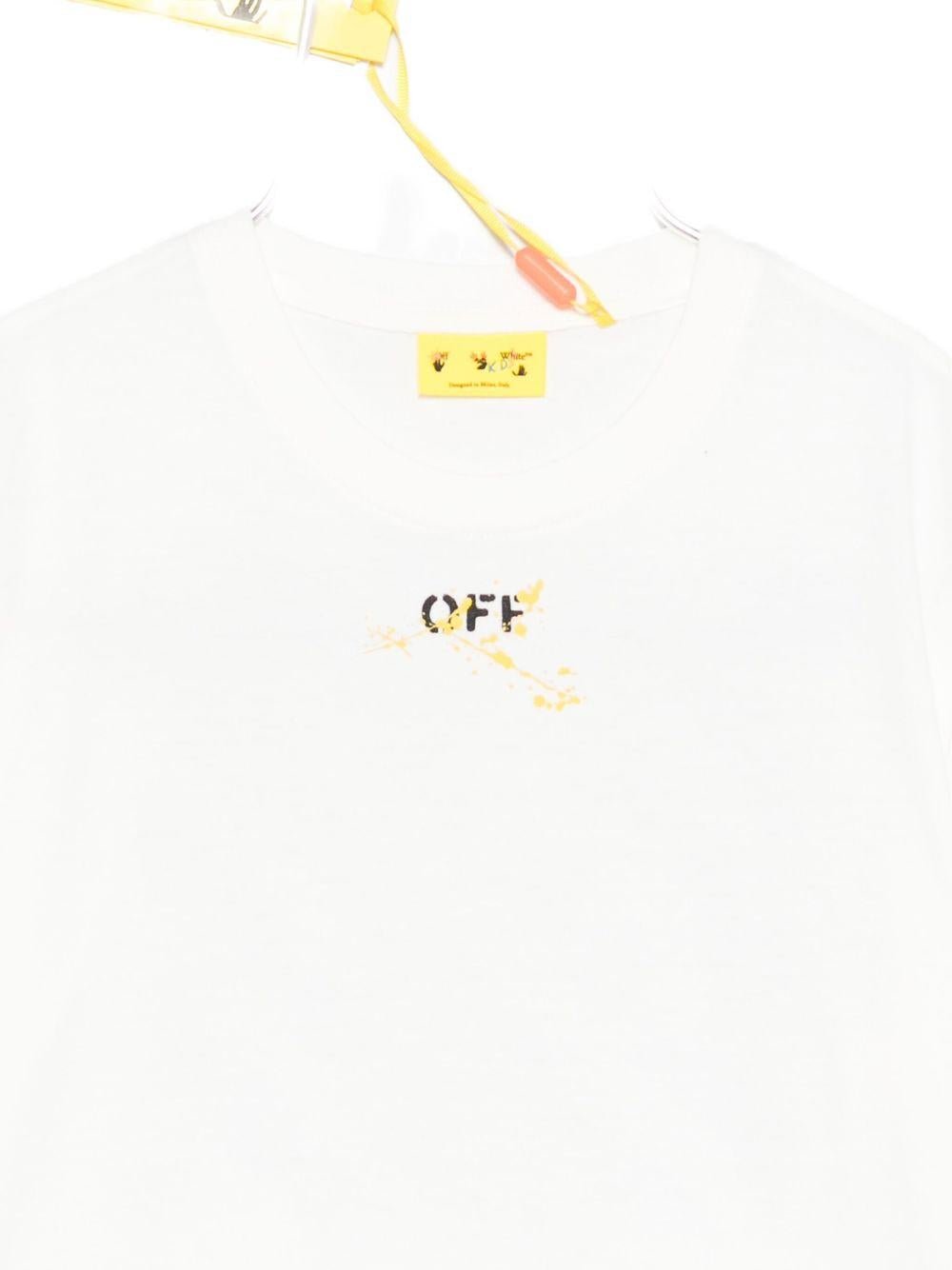 T-shirt per bambino Off - White Kids bianca con logo sul davanti - Rubino Kids
