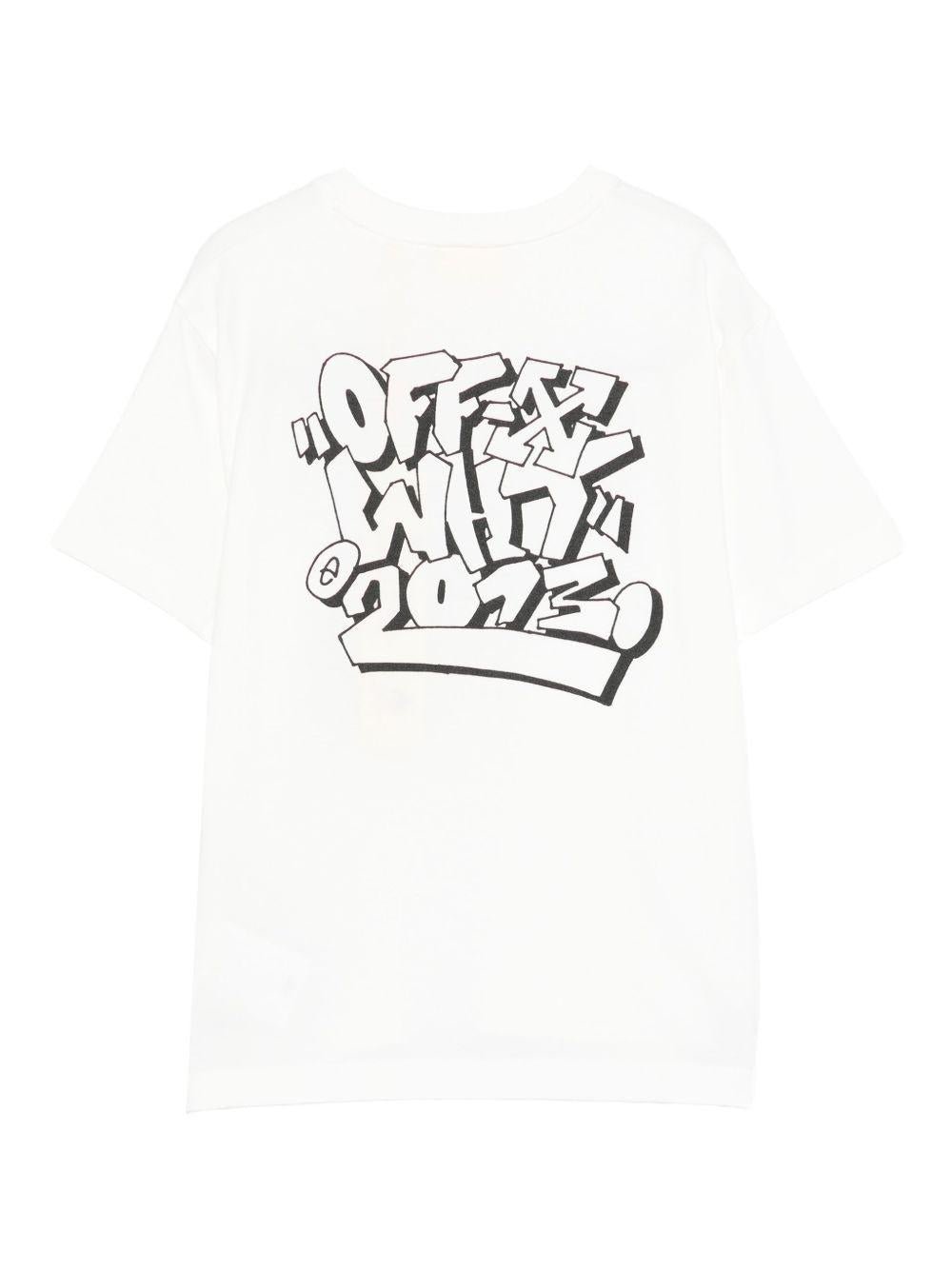 T-shirt per bambino Off - White Kids bianca con stampa grafica - Rubino Kids