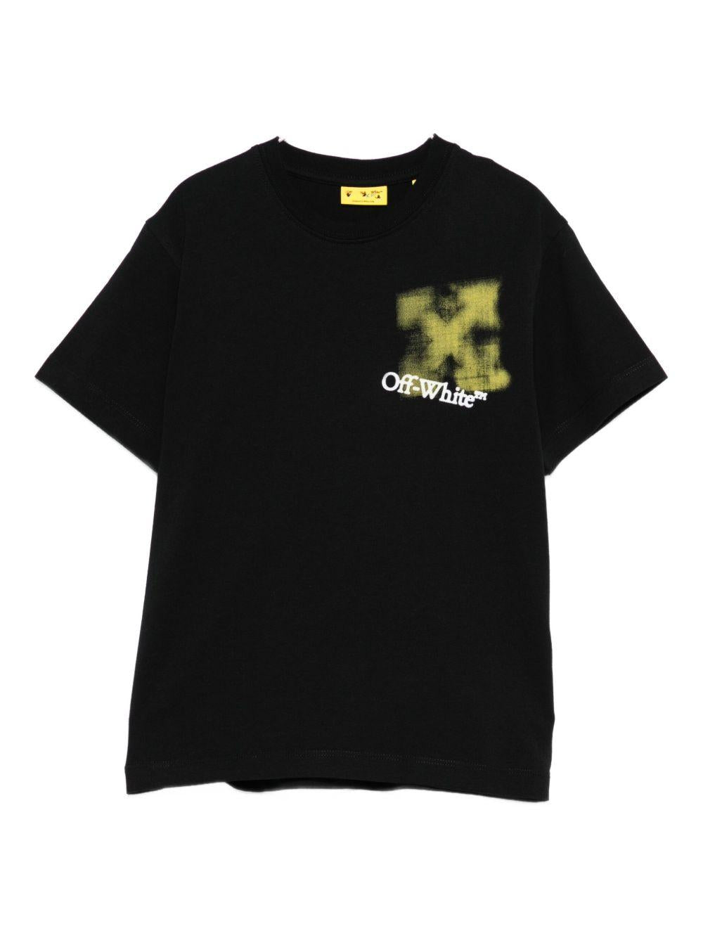 T-shirt per bambino Off - White Kids nera con logo sul davanti - Rubino Kids