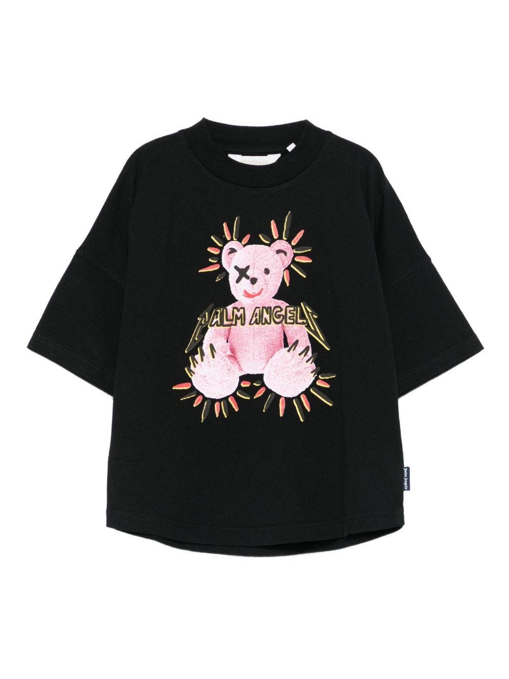 T-shirt per bambino Palm Angels Kids nero con stampa grafica - Rubino Kids