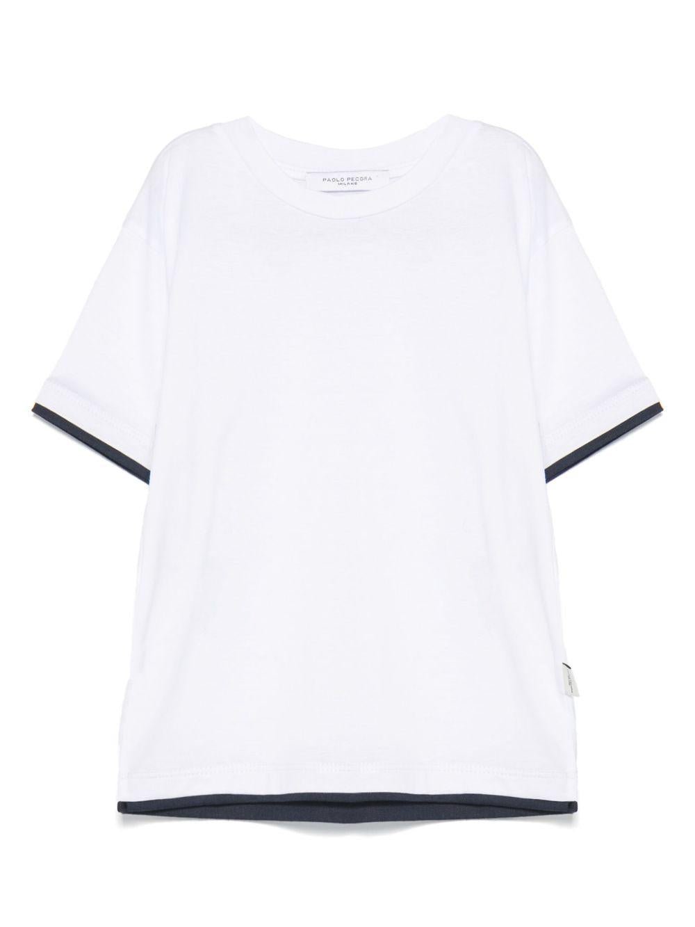 T-shirt per bambino Paolo Pecora Kids bianco con design a strati - Rubino Kids