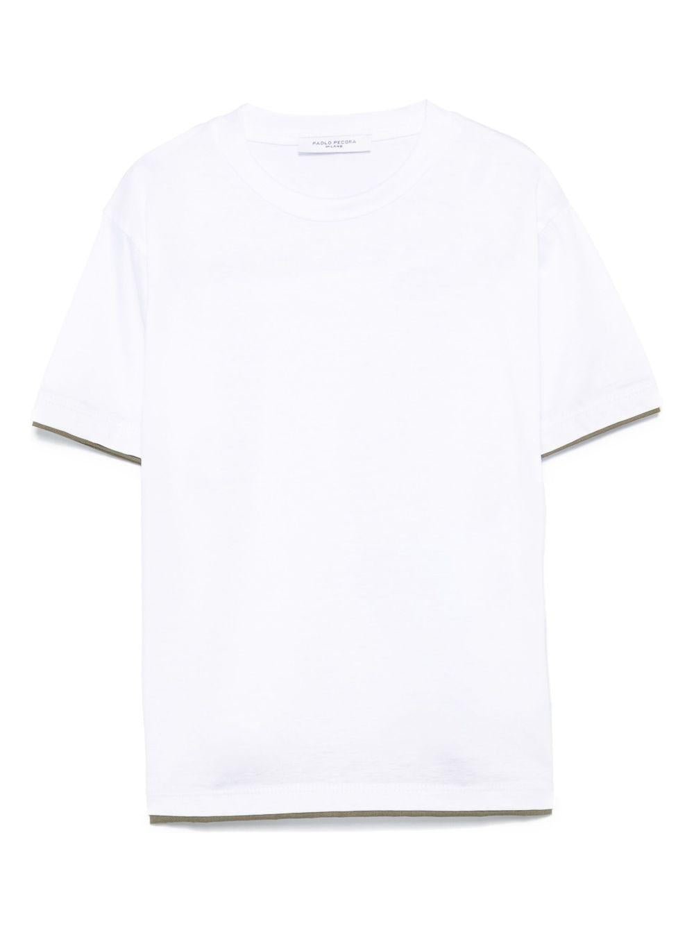 T-shirt per bambino Paolo Pecora Kids bianco con design a strati - Rubino Kids