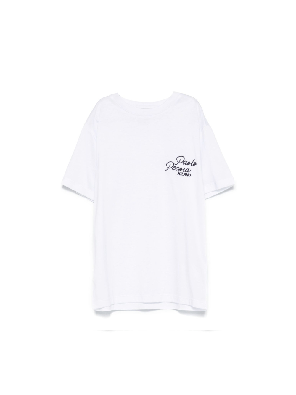 T-shirt per bambino Paolo Pecora Kids bianco con logo ricamato a contrasto - Rubino Kids