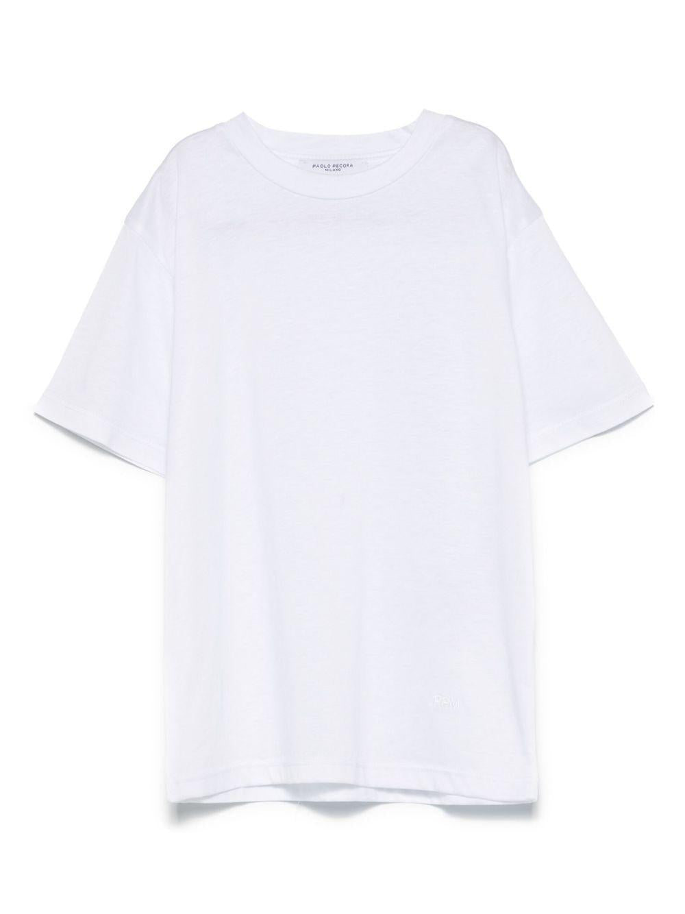 T-shirt per bambino Paolo Pecora Kids bianco con logo ricamato - Rubino Kids