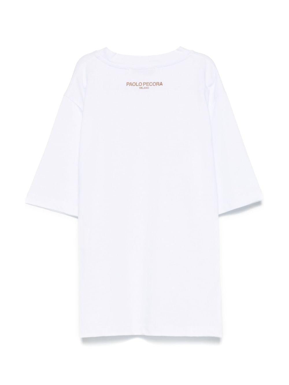 T-shirt per bambino Paolo Pecora Kids bianco con logo sul retro - Rubino Kids