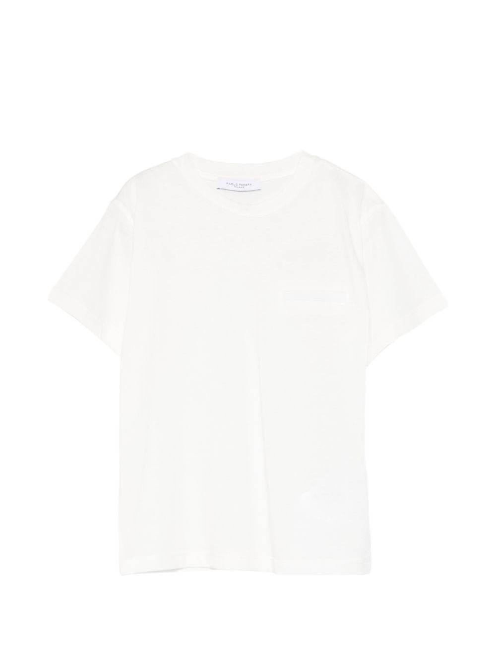 T-shirt per bambino Paolo Pecora Kids bianco con taschino - Rubino Kids