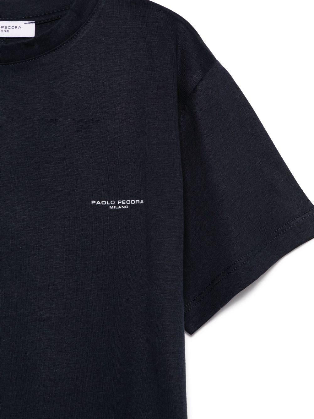 T-shirt per bambino Paolo Pecora Kids blu con logo sul petto - Rubino Kids