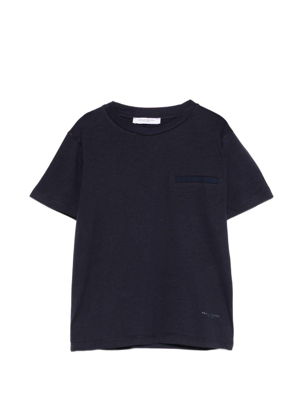 T-shirt per bambino Paolo Pecora Kids blu con taschino - Rubino Kids