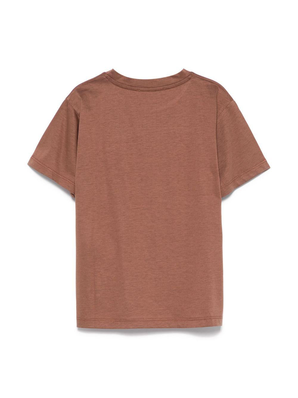 T-shirt per bambino Paolo Pecora Kids marrone con logo ricamato - Rubino Kids