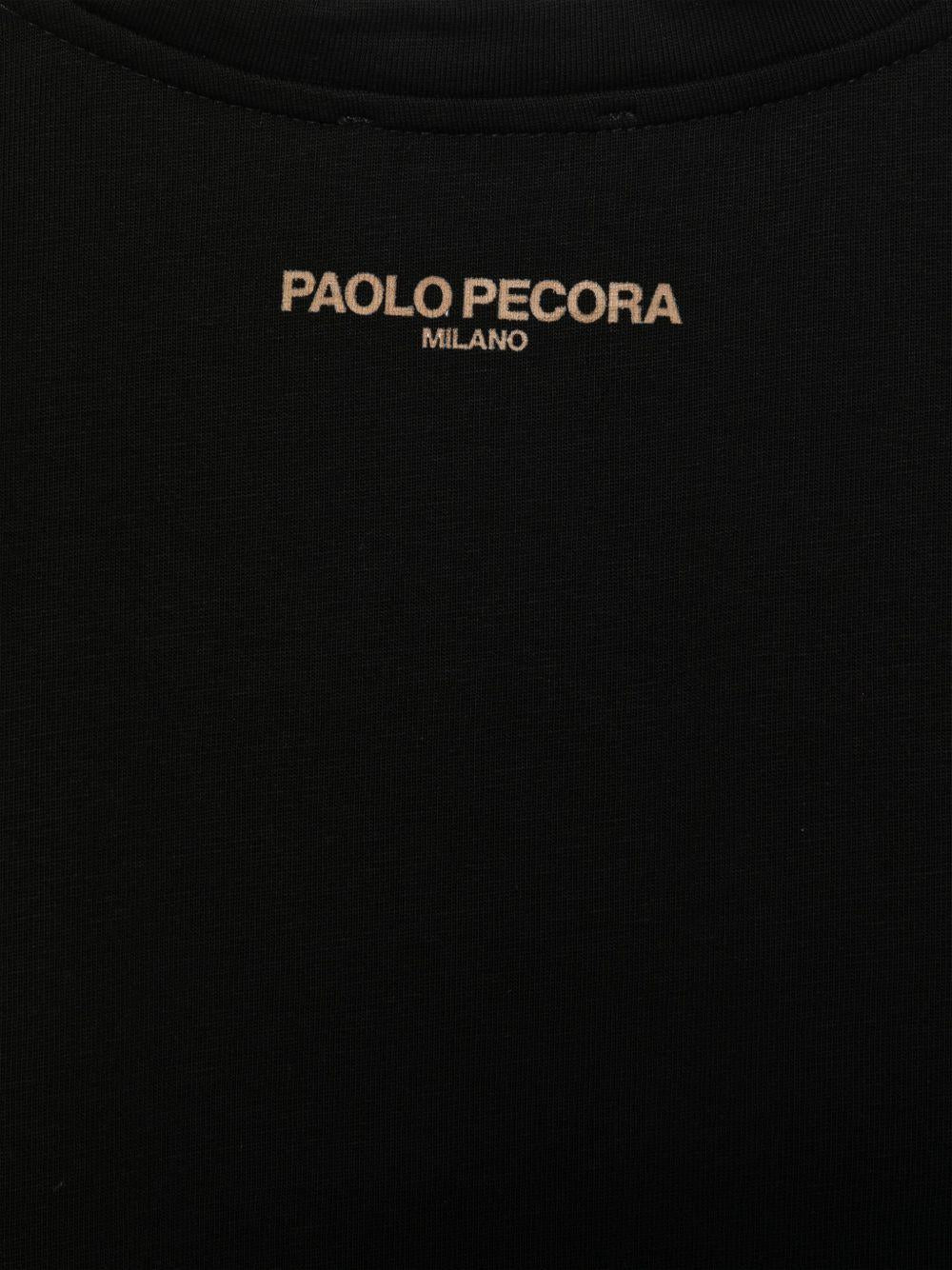 T-shirt per bambino Paolo Pecora Kids nero con logo sul retro - Rubino Kids