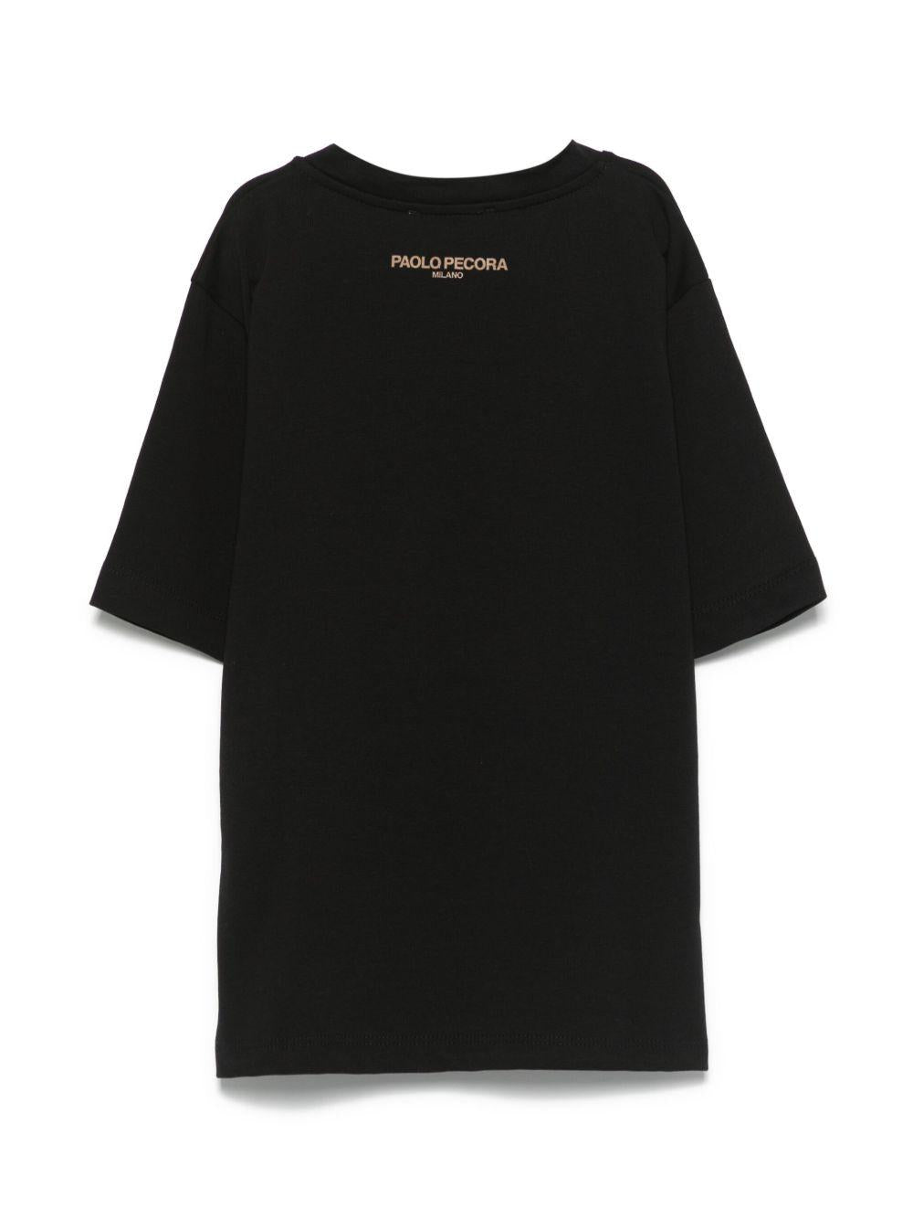 T-shirt per bambino Paolo Pecora Kids nero con logo sul retro - Rubino Kids