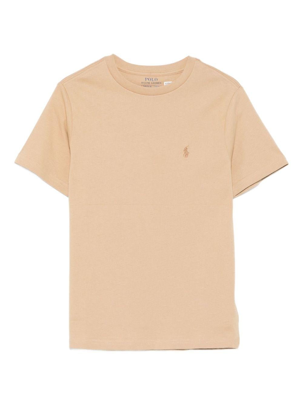 T-shirt per bambino Polo Ralph Lauren Kids beige con logo ricamato - Rubino Kids