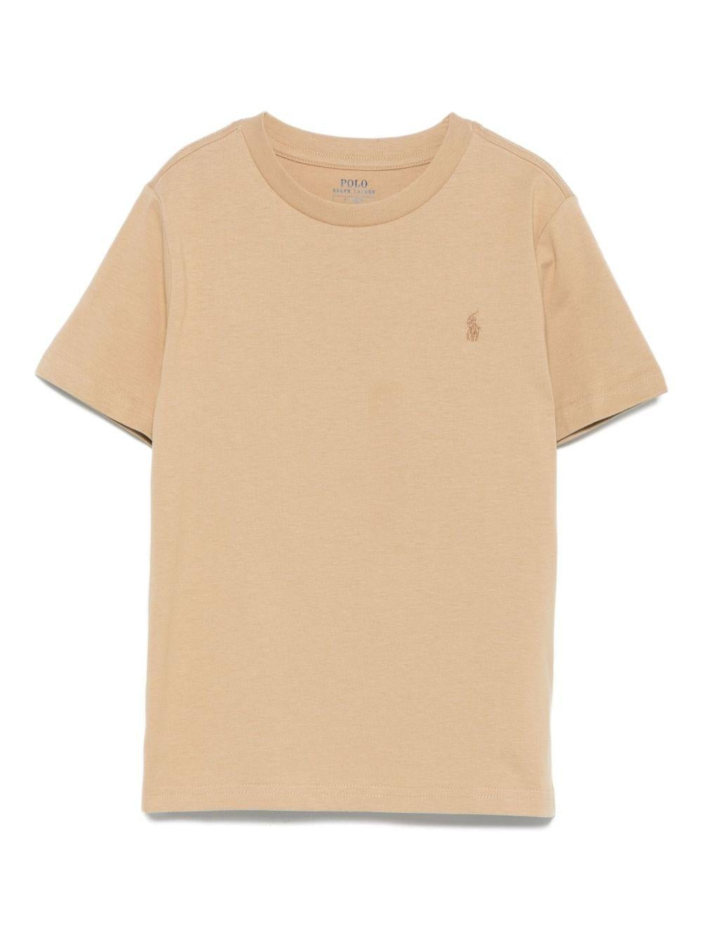 T-shirt per bambino Polo Ralph Lauren Kids beige con logo sul davanti - Rubino Kids